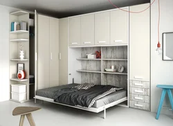 Bedroom built-in furniture with bed photo