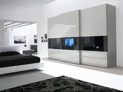 White gloss cabinet for living room photo