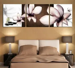 Модульные картины фото в интерьере спальни