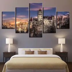 Модульные картины фото в интерьере спальни