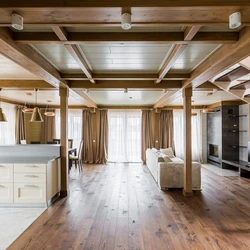 Timber on the ceiling in the kitchen photo