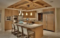 Timber on the ceiling in the kitchen photo