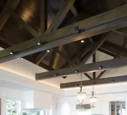 Timber on the ceiling in the kitchen photo
