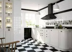 Черно Белая Плитка Кухня Пол Фото
