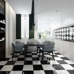 Black And White Tiles Kitchen Floor Photo