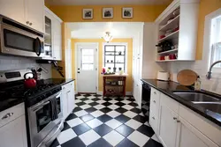 Black And White Tiles Kitchen Floor Photo