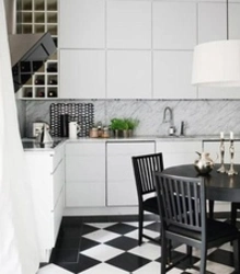 Black And White Tiles Kitchen Floor Photo