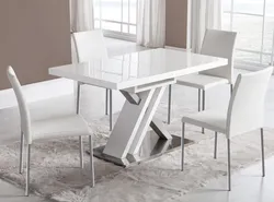 Белый стеклянный стол на кухню фото