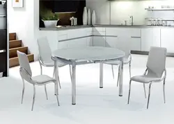 Белы шкляны стол на кухню фота