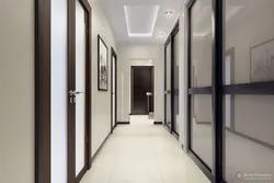 Hallway dark floor light doors photo