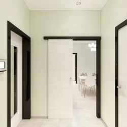 Hallway dark floor light doors photo