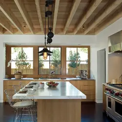 Photo of ceilings in a kitchen in a wooden house