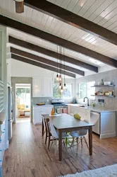 Photo of ceilings in a kitchen in a wooden house