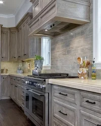 Gray Kitchen With Wood-Effect Apron Photo