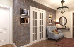 Wallpaper In The Hallway With Brown Doors Photo