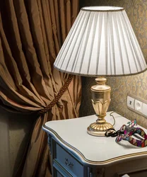 Table lamps for the bedroom with lampshade photo