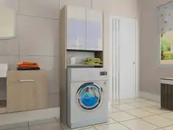 Пенал для стиральной машины в ванной фото