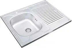 Overhead kitchen sinks made of stainless steel photo