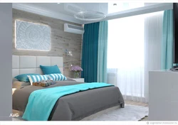 Curtains For Turquoise Wallpaper In The Bedroom Photo