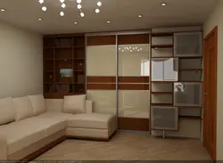 Wardrobes and sofas in the living room interior photo