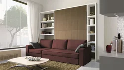 Wardrobes and sofas in the living room interior photo