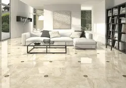 Porcelain tiles for the living room on the floor photo