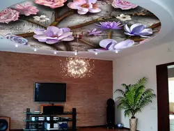 Suspended ceilings with flowers for the living room photo