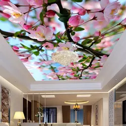 Натяжные потолки с цветами для гостиной фото