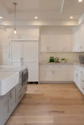 Floor color in a light kitchen photo