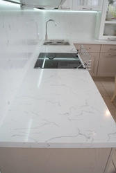 Glossy marble kitchen countertop photo