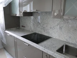 Glossy marble kitchen countertop photo