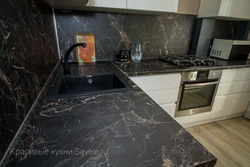 Glossy Marble Kitchen Countertop Photo