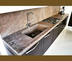 Glossy marble kitchen countertop photo