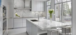 Glossy marble kitchen countertop photo