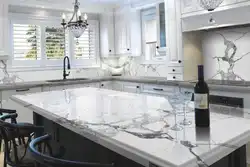 Glossy marble kitchen countertop photo