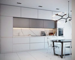 Photo of a kitchen without handles in loft style