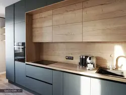 Photo of a kitchen without handles in loft style