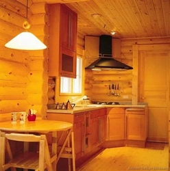 Kitchen Hood In A Wooden House Photo
