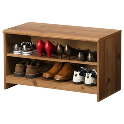 Wooden shoe stands in the hallway photo