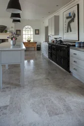 Gray marble on the kitchen floor photo