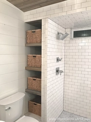 Tile cabinet in the bathroom photo