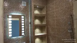 Шкаф из плитки в ванной комнате фото