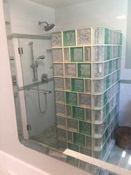 Glass blocks in the bathroom showers made of glass blocks photo