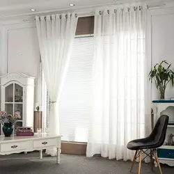 Tulle With Roller Blinds In The Living Room Photo