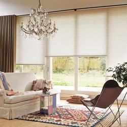 Tulle with roller blinds in the living room photo