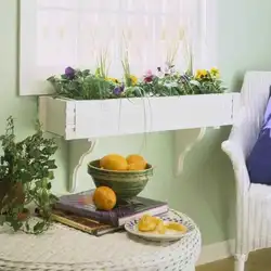 Kitchen window design made from flowers photo