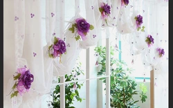 Kitchen window design made from flowers photo