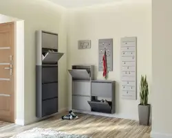 Wardrobe with shoe rack in a small hallway photo