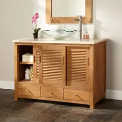 Bathroom cabinet made of wood photo