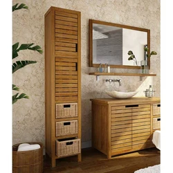 Bathroom cabinet made of wood photo